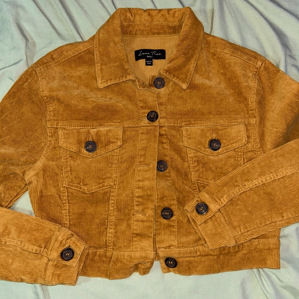 yellow corduroy jacket worn once women’s juniors
